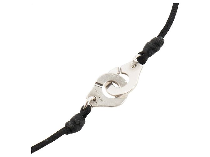 DINH VAN - Bracciale Manette R12 Dinh Van in argento e cordino nero Metallico - vista 2
