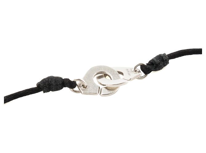 DINH VAN - Bracciale Manette R12 Dinh Van in argento e cordino nero Metallico - vista 3