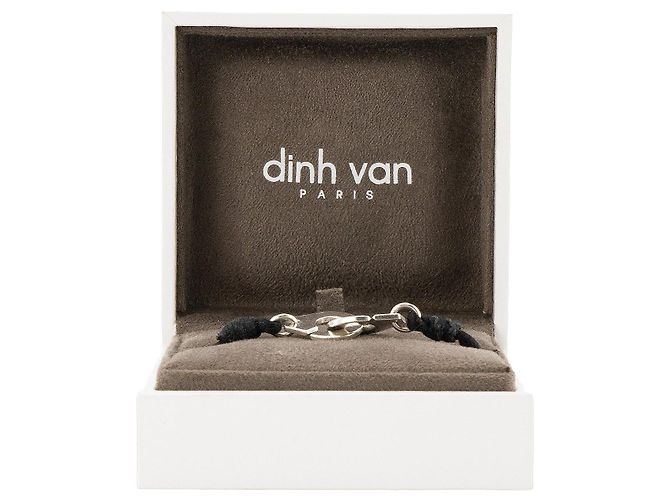 DINH VAN - Bracciale Manette R12 Dinh Van in argento e cordino nero Metallico - vista 4