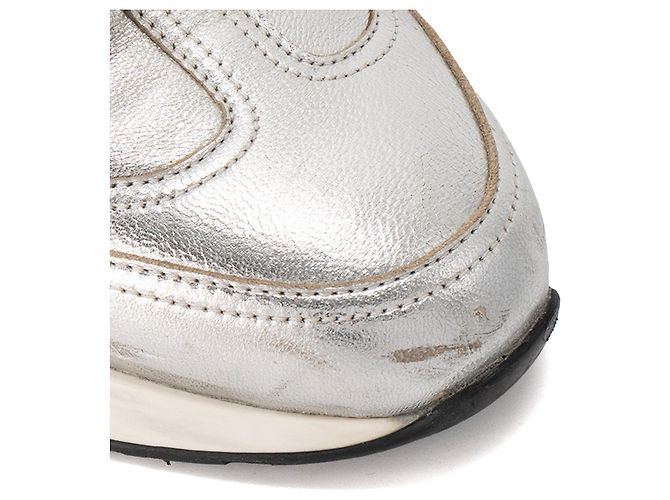 HERMÈS - Trail Hermès Sneaker aus silbernem Metallic-Leder (T36,5) Metallisch - Ansicht 5