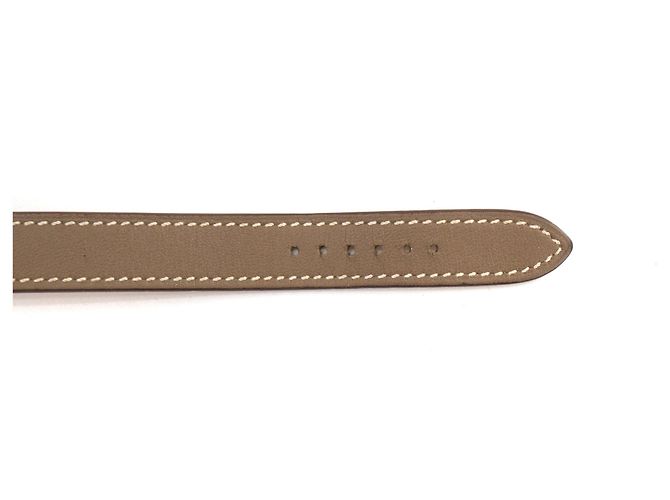 HERMÈS - Heure H Mini 21mm Hermès Uhr in étoupe glattem Leder Braun - Ansicht 3