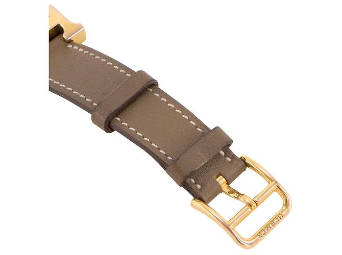 HERMÈS - Heure H Mini 21mm Hermès Uhr in étoupe glattem Leder Braun - Ansicht 4