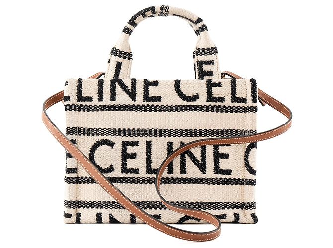 Céline CELINE - Borsa a tracolla Cabas Thais Celine in tela beige e nera - vista 3