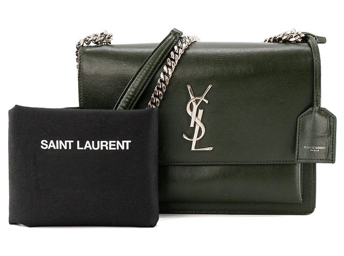 Autre Marque SAINT LAURENT - Borsa a tracolla Saint Laurent Sunset in pelle liscia verde Cachi - vista 12