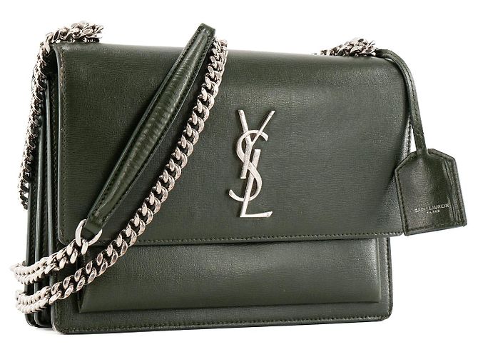 Autre Marque SAINT LAURENT - Borsa a tracolla Saint Laurent Sunset in pelle liscia verde Cachi - vista 2