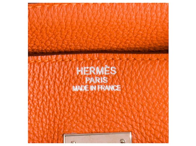 HERMÈS - Borsa a mano Hermès Birkin 35 in pelle Togo Orange H Arancione - vista 10