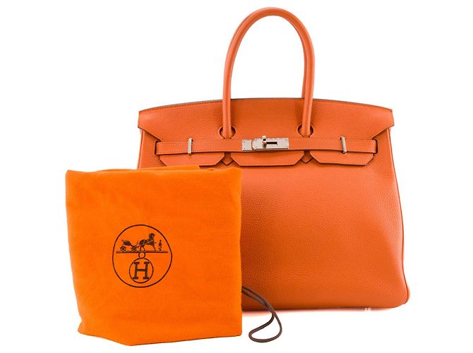 HERMÈS - Borsa a mano Hermès Birkin 35 in pelle Togo Orange H Arancione - vista 13