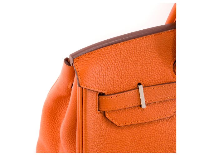 HERMÈS - Borsa a mano Hermès Birkin 35 in pelle Togo Orange H Arancione - vista 4