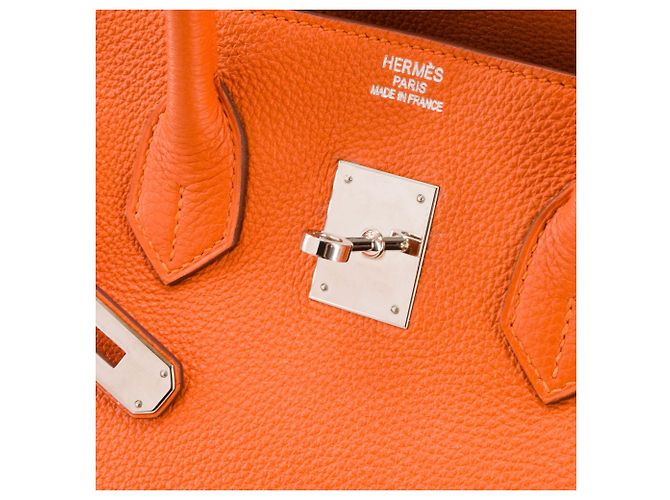 HERMÈS - Borsa a mano Hermès Birkin 35 in pelle Togo Orange H Arancione - vista 9