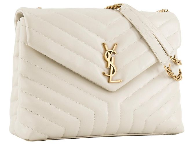 Autre Marque SAINT LAURENT - Borsa a tracolla Loulou medium Saint Laurent in pelle liscia écru Beige - vista 2