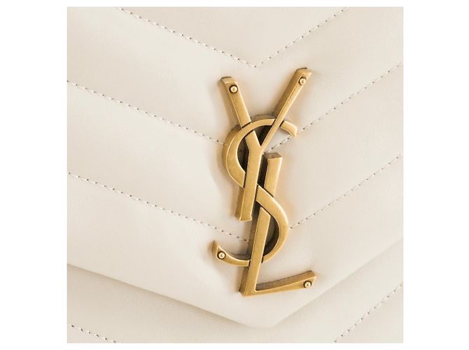 Autre Marque SAINT LAURENT - Borsa a tracolla Loulou medium Saint Laurent in pelle liscia écru Beige - vista 5