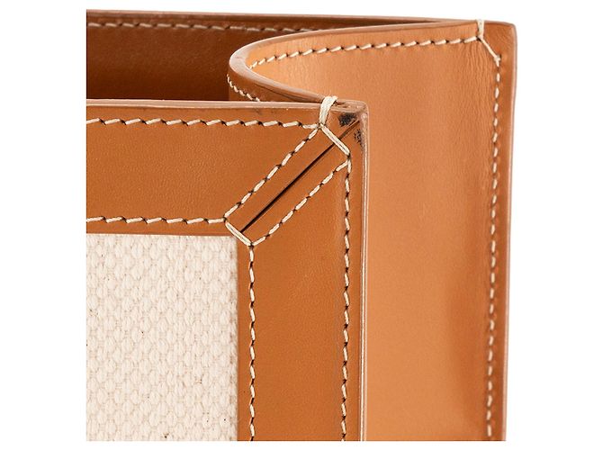 Céline CELINE - Borsa Cabas Large Vertical in tela beige e pelle marrone - vista 6