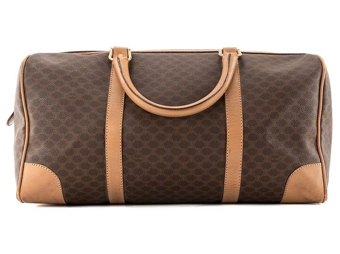 Céline CELINE - Borsa a mano Celine Boston 40 in tela rivestita Macadam e pelle marrone - vista 3