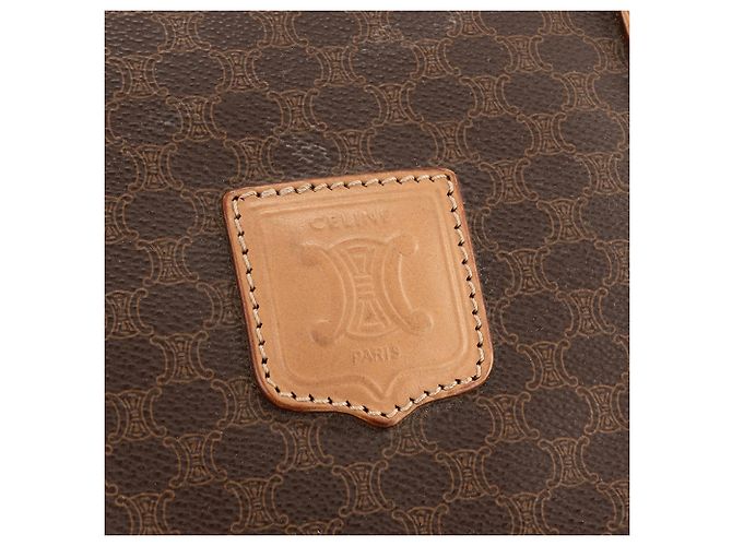 Céline CELINE - Borsa a mano Celine Boston 40 in tela rivestita Macadam e pelle marrone - vista 5