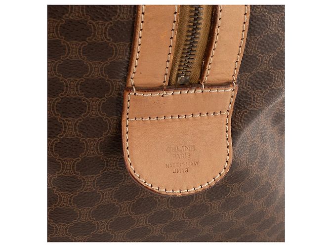 Céline CELINE - Borsa a mano Celine Boston 40 in tela rivestita Macadam e pelle marrone - vista 6