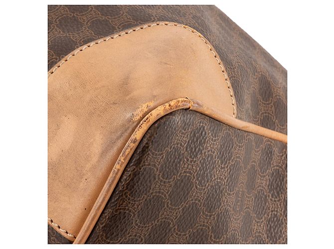 Céline CELINE - Borsa a mano Celine Boston 40 in tela rivestita Macadam e pelle marrone - vista 8