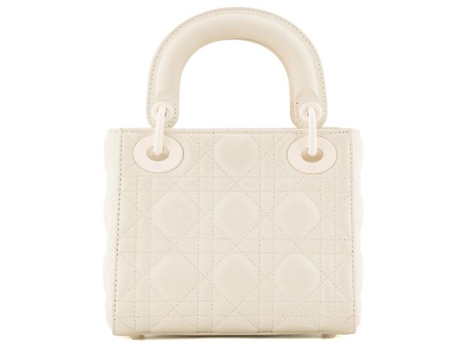 Autre Marque DIOR - Borsa a tracolla Lady Dior mini in pelle cannage écru Bianco - vista 3