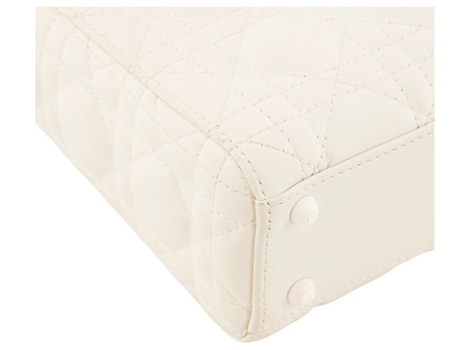 Autre Marque DIOR - Borsa a tracolla Lady Dior mini in pelle cannage écru Bianco - vista 6