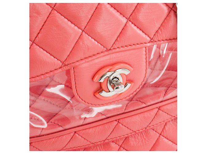 CHANEL - Borsa a tracolla Trendy CC Chanel in pelle rosa e plastica trasparente - vista 5