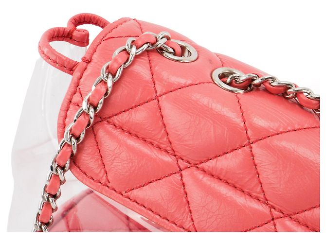 CHANEL - Borsa a tracolla Trendy CC Chanel in pelle rosa e plastica trasparente - vista 6