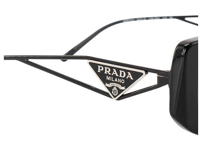 Etiquette PRADA - Occhiali da sole Prada in acetato e metallo nero - vista 3