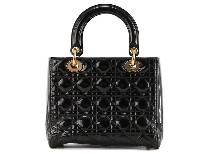 Autre Marque DIOR - Borsa a tracolla Lady Dior Medium in pelle laccata nera Nero - vista 3