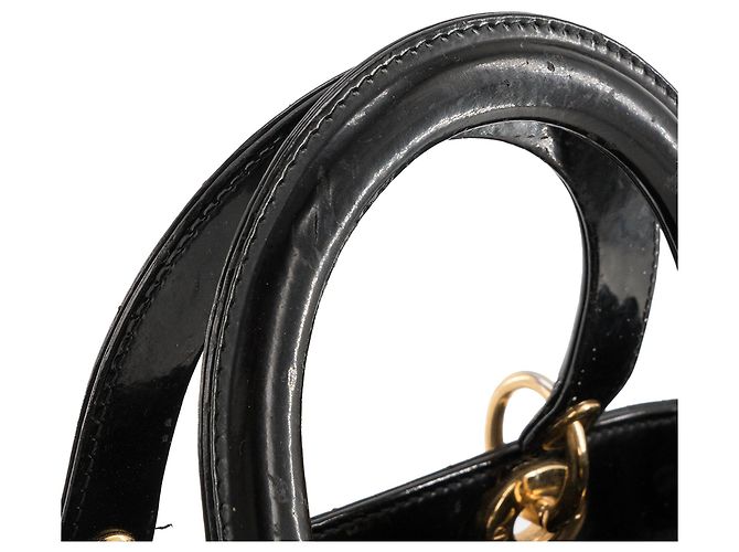 Autre Marque DIOR - Borsa a tracolla Lady Dior Medium in pelle laccata nera Nero - vista 6