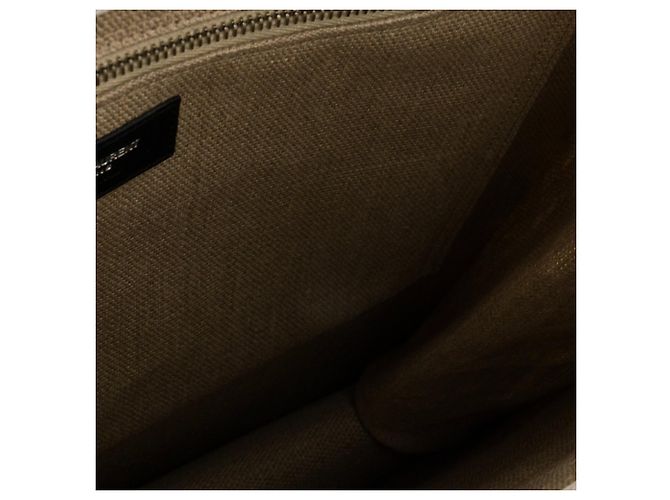 Autre Marque SAINT LAURENT - Borsa shopper Saint Laurent Rive Gauche in tela beige - vista 7