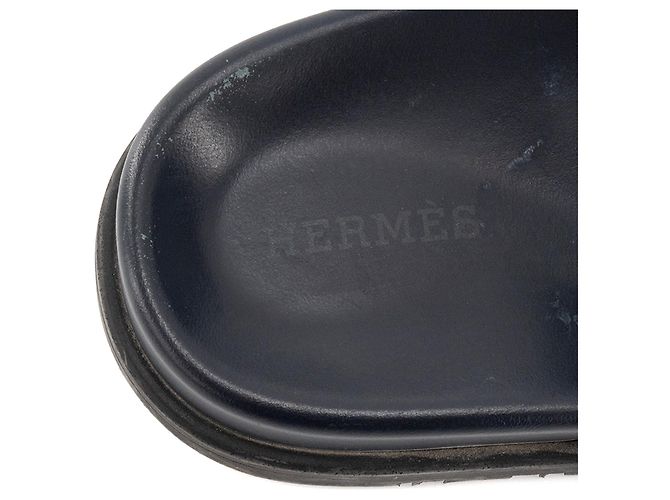 HERMÈS - Sandali Chypre Hermès in camoscio blu navy e viola (T37) - vista 5