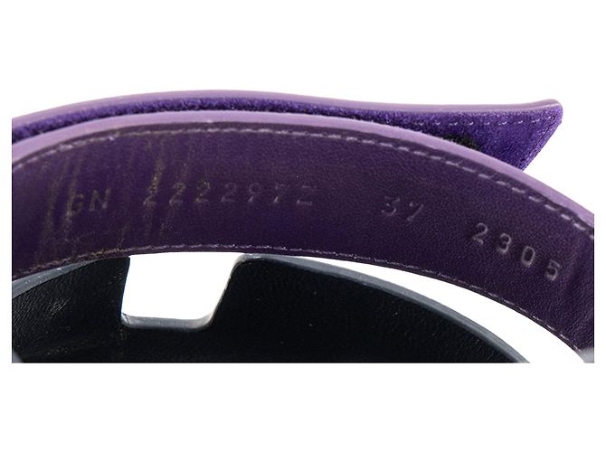 HERMÈS - Sandali Chypre Hermès in camoscio blu navy e viola (T37) - vista 6