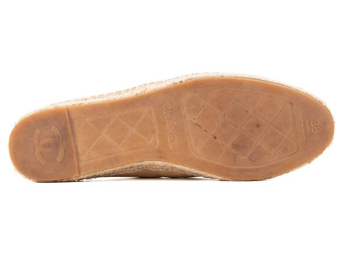 CHANEL - Espadrillas Chanel in pelle e rafia beige e nero (T38) - vista 3