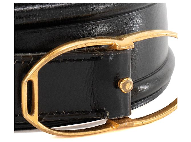 HERMÈS - Hermès Étrier Gürtel aus schwarzem und braunem Glattleder (T70) - Ansicht 3