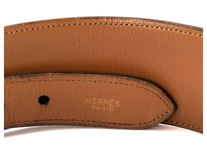 HERMÈS - Hermès Étrier Gürtel aus schwarzem und braunem Glattleder (T70) - Ansicht 4