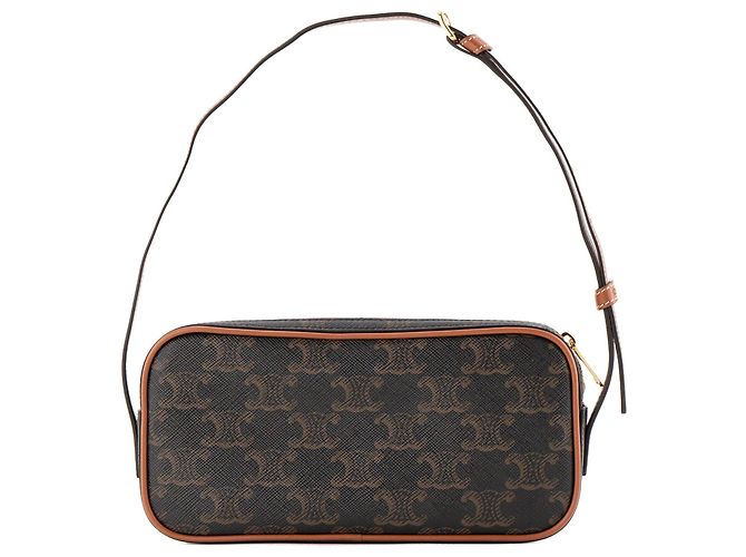 Céline CELINE - Mini Triomphe Schultertasche aus monogrammiertem beschichtetem Canvas Braun - Ansicht 3