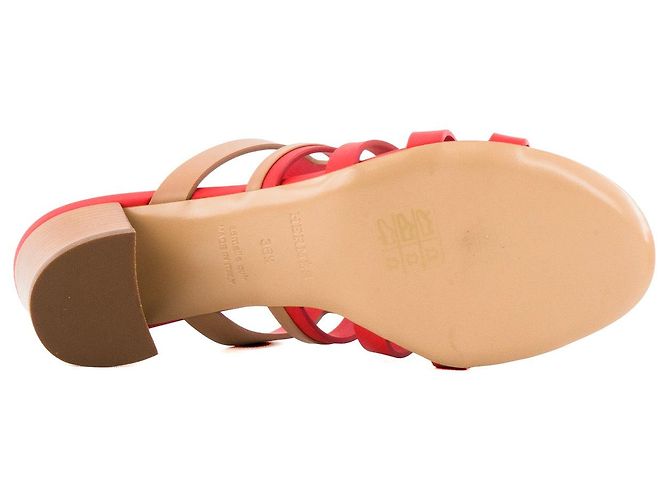 HERMÈS - Mule con tacco Celena Hermès in pelle rosa e marrone (T36,5) - vista 3