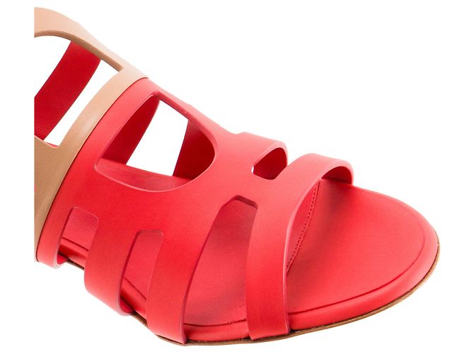 HERMÈS - Mule con tacco Celena Hermès in pelle rosa e marrone (T36,5) - vista 5