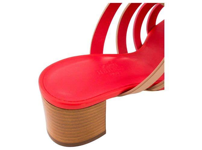 HERMÈS - Mule con tacco Celena Hermès in pelle rosa e marrone (T36,5) - vista 6