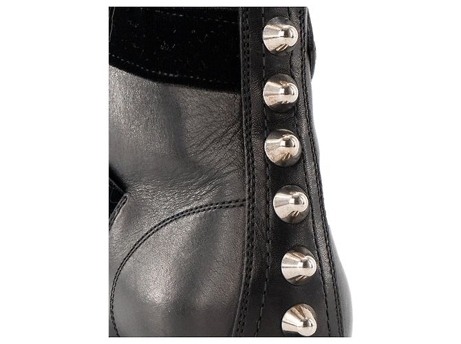 Autre Marque SAINT LAURENT - Stivaletti Saint Laurent in pelle liscia e velluto nero (T35.5) - vista 4