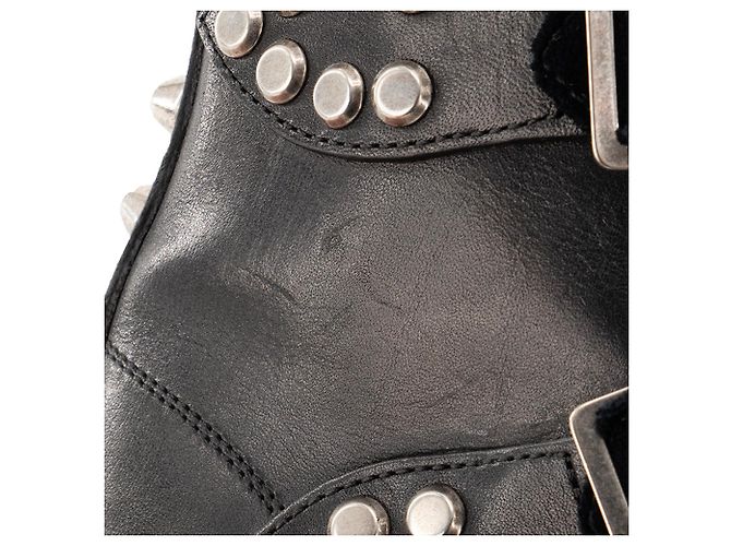 Autre Marque SAINT LAURENT - Stivaletti Saint Laurent in pelle liscia e velluto nero (T35.5) - vista 5