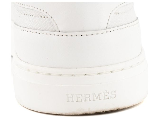HERMÈS - Sneakers Day Hermes in pelle bianca (T39) Bianco - vista 5