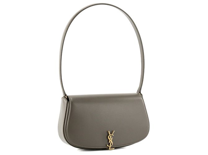 Autre Marque SAINT LAURENT - Bolsa de ombro Saint Laurent Voltaire em couro cinza taupe Caqui - vista 2