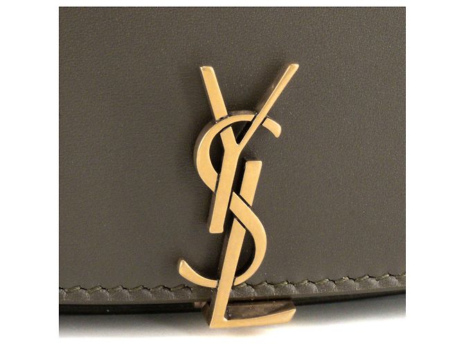 Autre Marque SAINT LAURENT - Bolsa de ombro Saint Laurent Voltaire em couro cinza taupe Caqui - vista 5