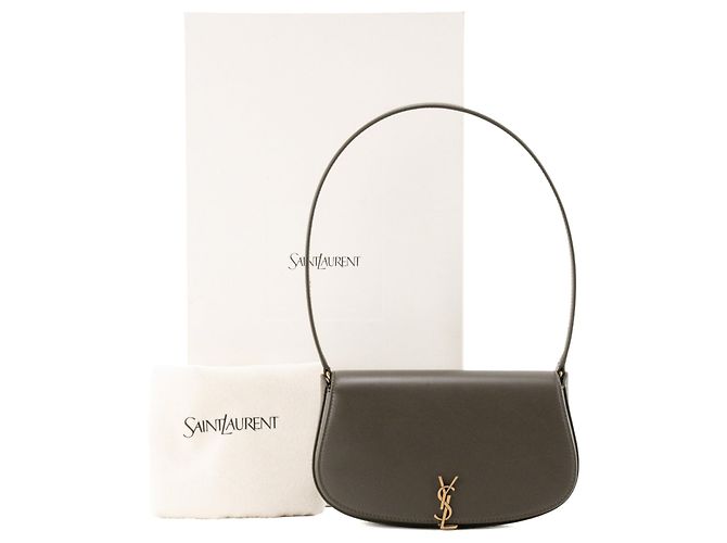 Autre Marque SAINT LAURENT - Bolsa de ombro Saint Laurent Voltaire em couro cinza taupe Caqui - vista 9