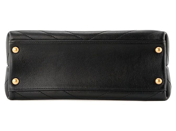 CHANEL - Borsa a tracolla Top Handle Medium Chanel in pelle chevron e pelle esotica pitone nera Nero - vista 4