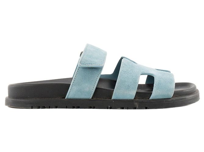 HERMÈS - Sandali Chypre Hermès in camoscio blu (T36) - vista 2