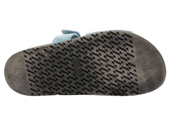 HERMÈS - Sandali Chypre Hermès in camoscio blu (T36) - vista 3