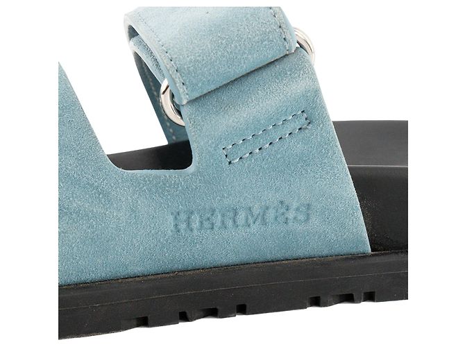 HERMÈS - Sandali Chypre Hermès in camoscio blu (T36) - vista 5