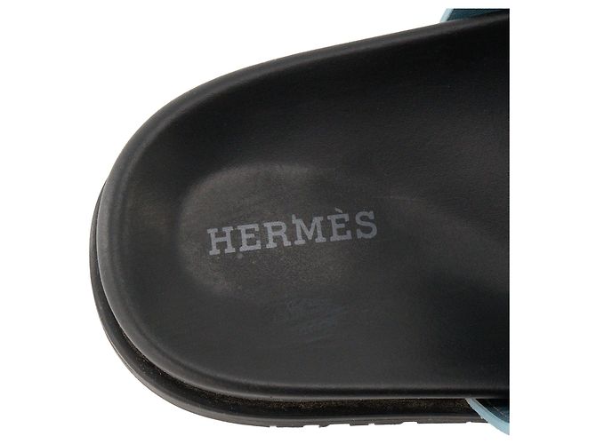 HERMÈS - Sandali Chypre Hermès in camoscio blu (T36) - vista 7