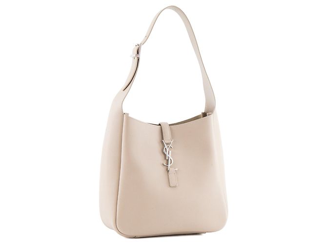 Autre Marque SAINT LAURENT - Bolsa de ombro Saint Laurent 5 à 7 em couro granulado bege - vista 2