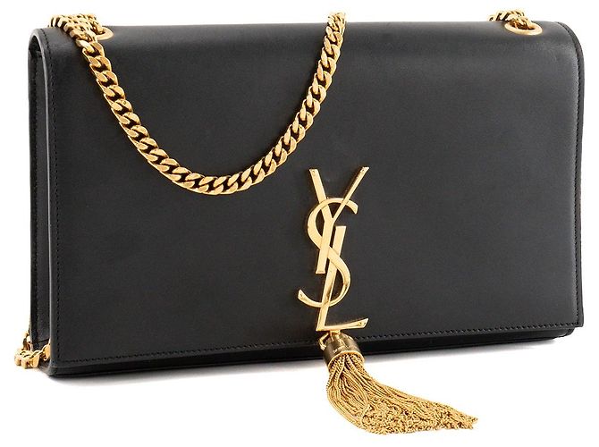 Autre Marque SAINT LAURENT - Borsa a tracolla Kate Pompon Medium Saint Laurent in pelle liscia nera Nero - vista 2